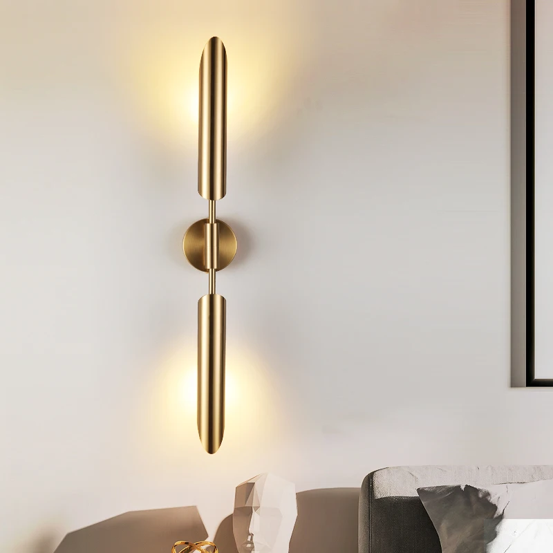 

Postmodern luxury golden LED wall lamp Nordic minimalist living room background wall lamp corridor bedroom bedside wall lamp