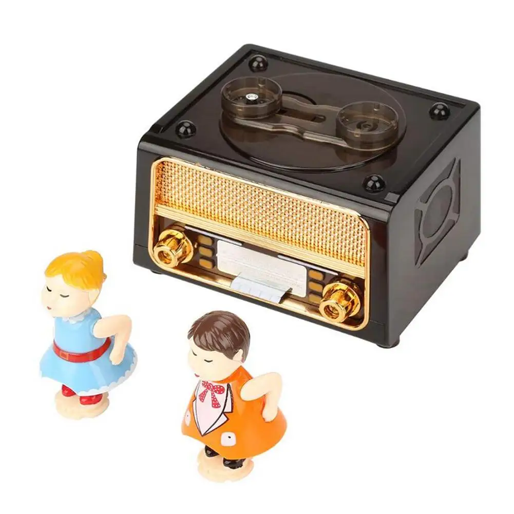 Целующая пара кукла музыкальная шкатулка классический радио плеер Заводной ABS шкатулка для девочек ручной музыкальный механизм Рождественский подарок