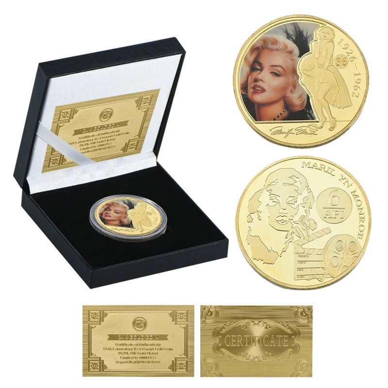 WR Мэрилин Монро золотые коллекционные монеты с держателем для монет на заказ вызов монеты антикварные оригинальные монеты подарочный набор дропшиппинг - Цвет: coin5 with box