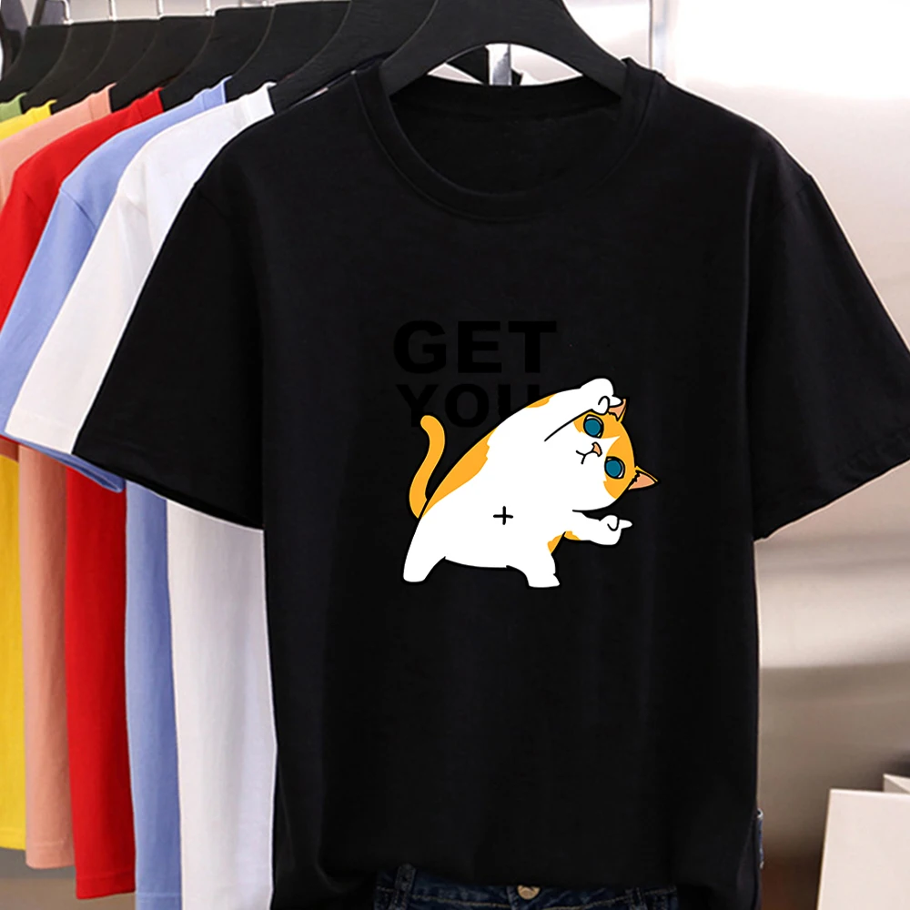 Новая футболка GEY YOU с надписью женская кошками и собаками оранжевым котом