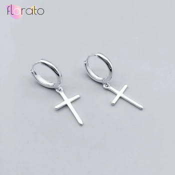 

925 Sterling Silver Earring Simple Geometric Cross Stud Earrings for Women Minimalism Paved Tiny Earring Jewlery Gift A30