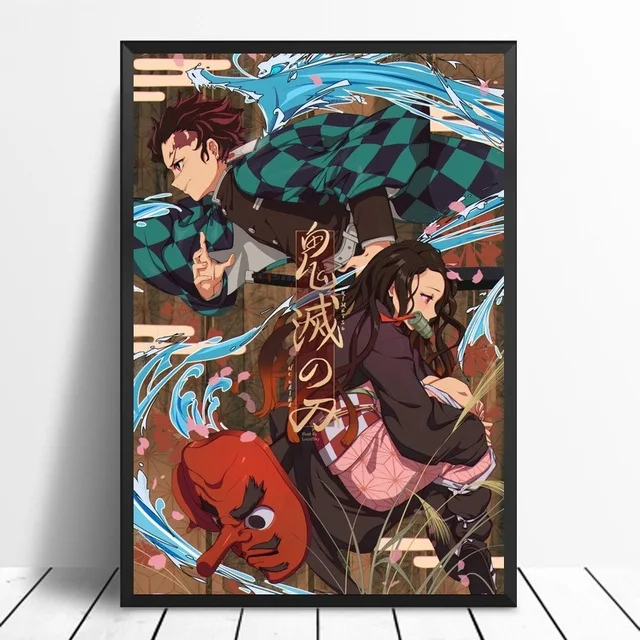 Demon Slayer kimetsu no yaiba аниме плакат печать на холсте домашний декор настенные художественные картины без рамки - Цвет: D