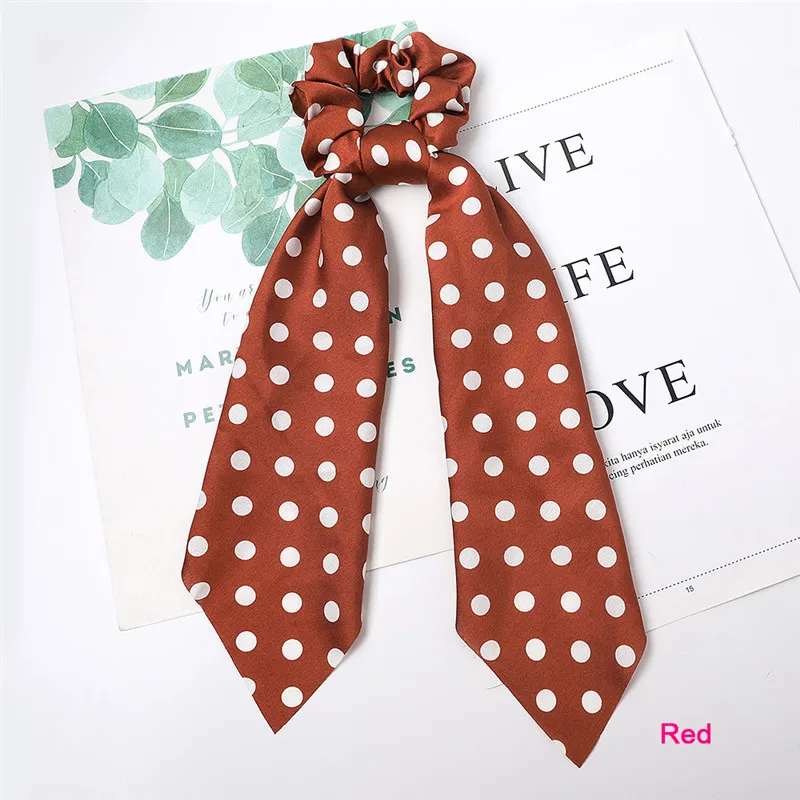 (Cloth) red Модные женские леопардовые резинки для волос, лента для девочек, эластичная повязка на голову, шарф в горошек, веревки для волос, резинки для волос, держатель для конского хвоста, аксессуары для волос - Цвет: (Cloth) red