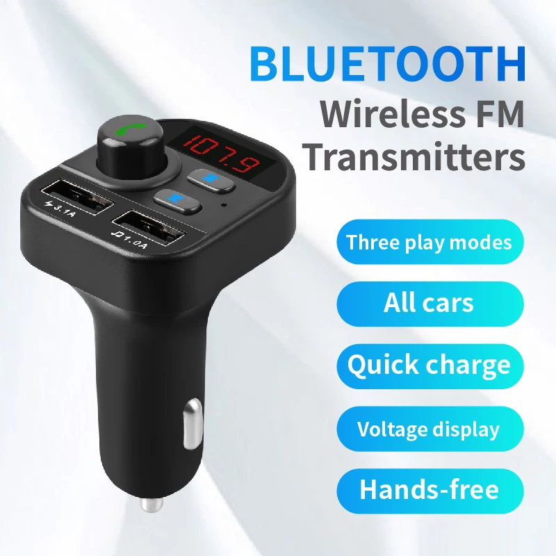 

FM Transmitter Handsfree Car MP3 Player Wireless With Microphone Bluetooth Dual USB Charger Car Socket Adapter Kit Plug Cable
