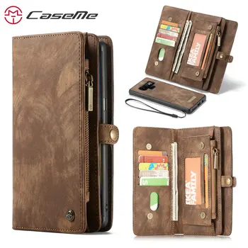 

Wallet Case For Samsung Galaxy Note 9 Luxury Genuine Leather Multi-functional Zipper Stand 2 in 1 Flip Leather Case Note9