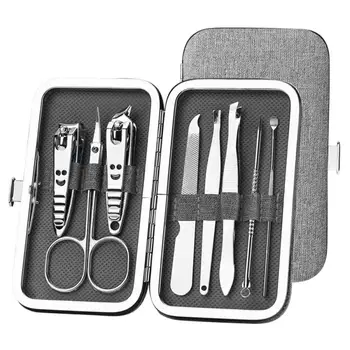 

8pc/set Nail Clipper Set Portable Boxed Manicure Set Stainless Steel Pedicure Cutters Practical Multifunctional Nail Cutter Set