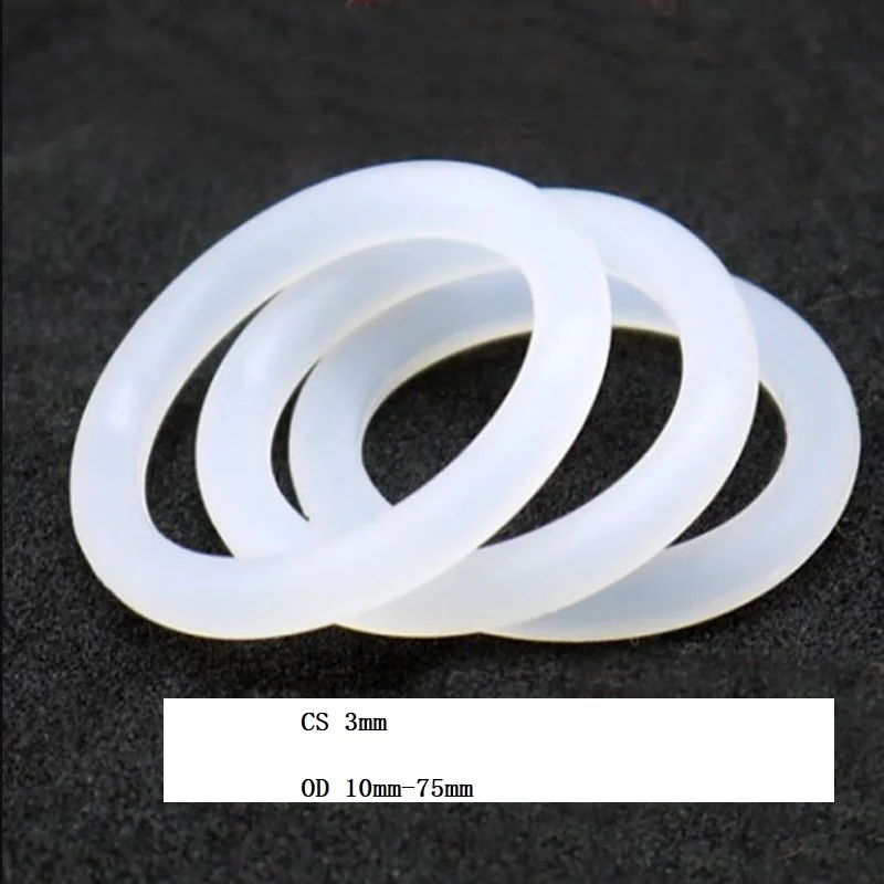 10mm-75mm OD White O Rings Seals 3mm Wire Diameter Food Grade Silicone O-Ring 