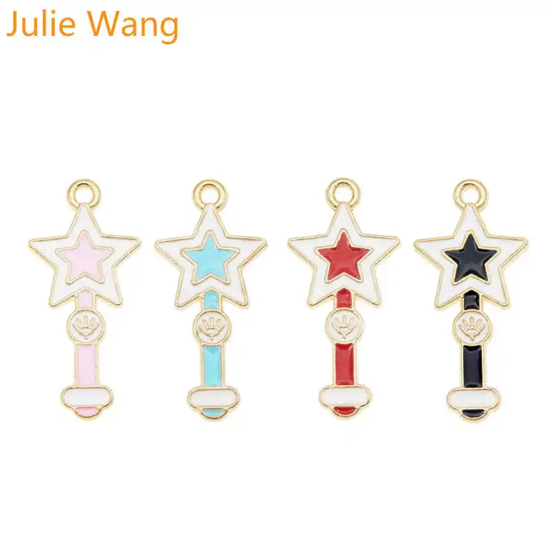 4 шт. эмалированные Подвески Julie Wang в форме волшебной палочки с героями