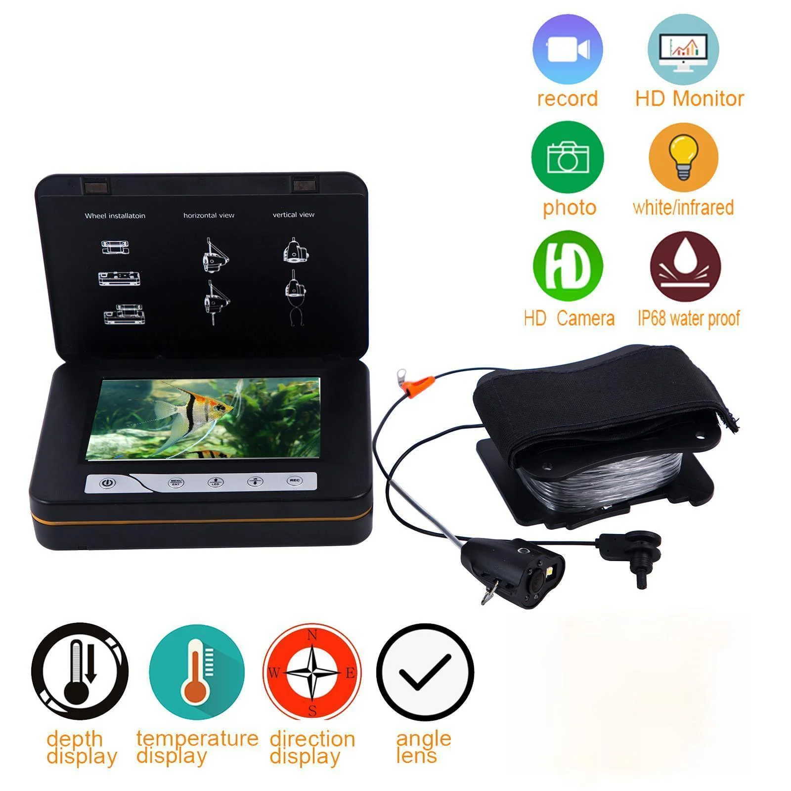 US $148.80 WF15 Multifunctional underwater camera Underwater camera with depth test underwater fishing camera Sea river depth display