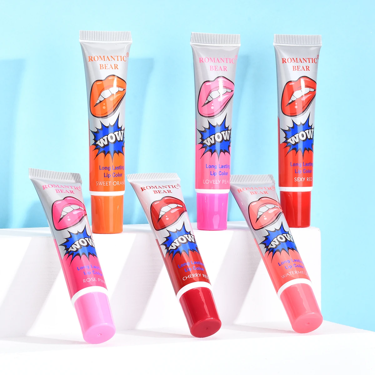 

6 colors tear-off lip gloss moisturizing lip gloss waterproof and long-lasting liquid does not take off sexy lip gloss BB2