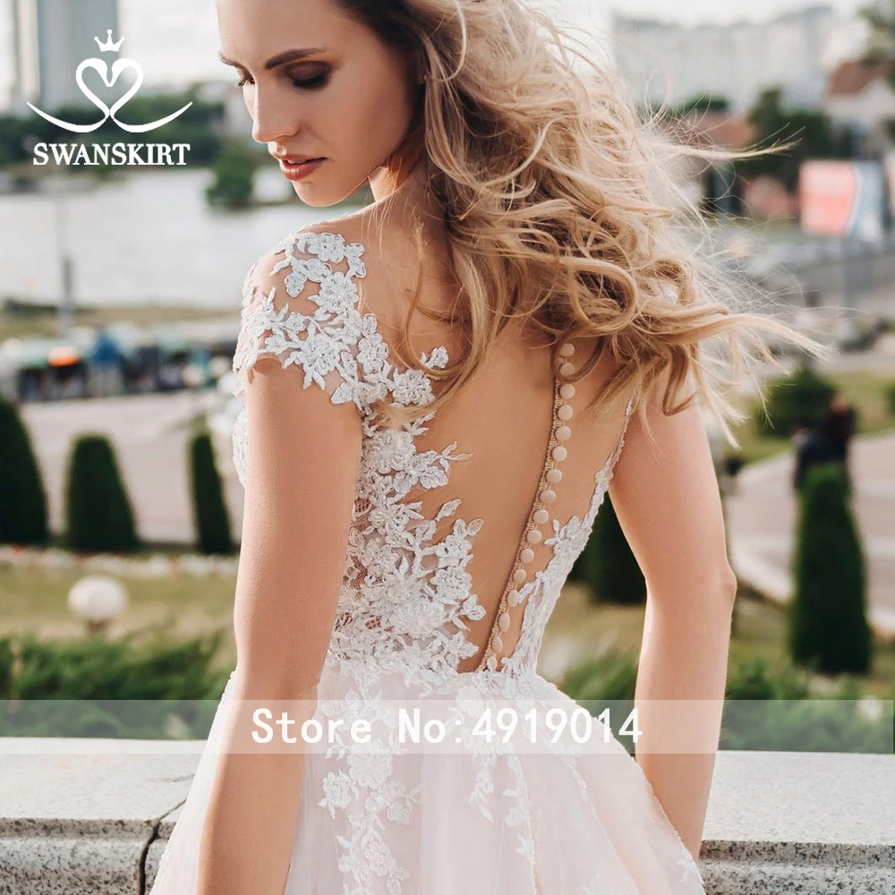 Гламурные Аппликации Свадебное платье Swanskirt Тюль А-силуэт подгонянного размера плюс платье для невесты принцессы vestido de noiva FY06