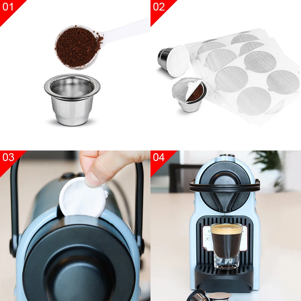 Многоразовая кофейная капсула Nespresso 2 капсулы 100 уплотнений нержавеющая сталь