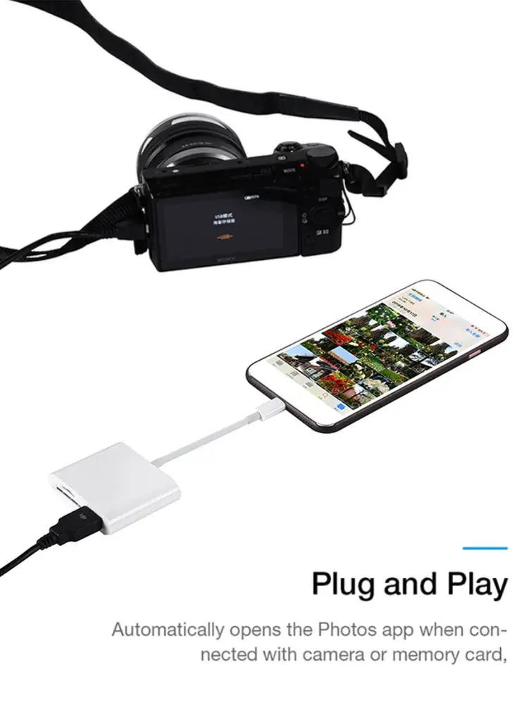 Для IPhone IPad 3 в 1 адаптер USB2.0/SD/TF карта Plug And Play многофункциональная камера Комплект OTG кардридер USB адаптер