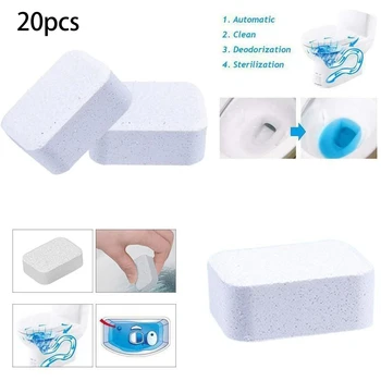 

20 Pack Automatic Toilet Bowl Cleaner Tablets-Bathroom Toilet Tank Clean Effervescent Tablets Long-Lasting Lemon Odor