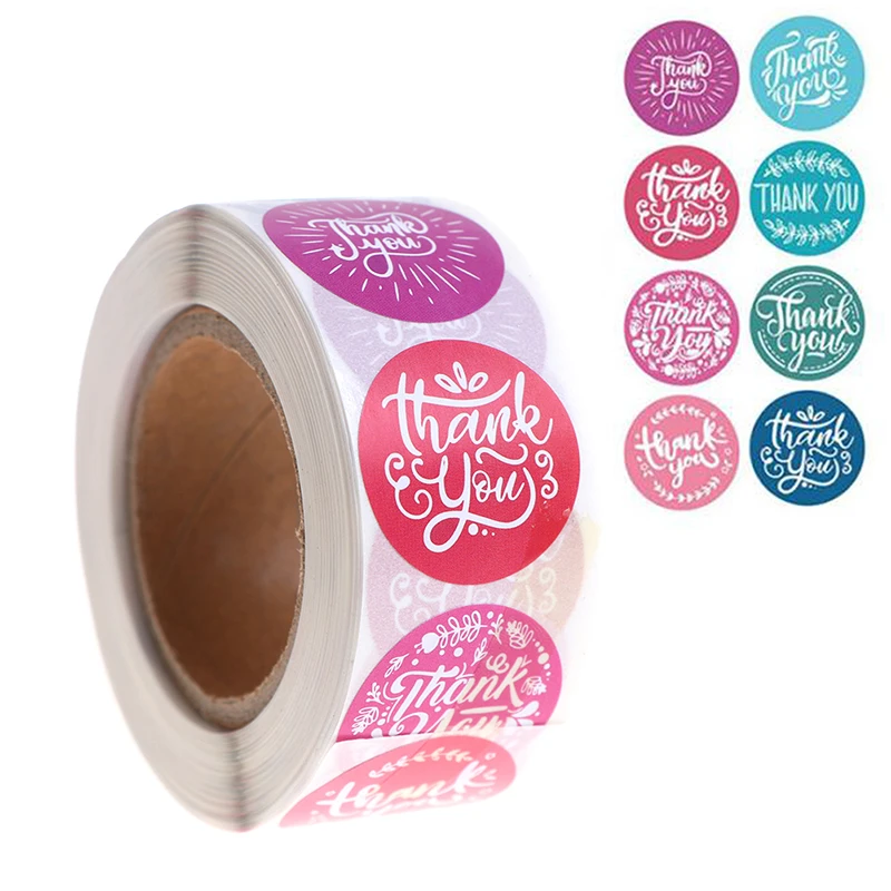 

500Pcs/roll Round Natural Thank You Sticker Seal Labels Hand Made Sticker