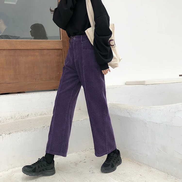 Genayooa корейские женские брюки размера плюс с высокой талией, широкие вельветовые брюки для женщин, уличная одежда, женские брюки для зимы