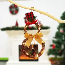 Красивый круглый треугольный бант светодиодный светильник Рождественская гирлянда настенный венок Декор