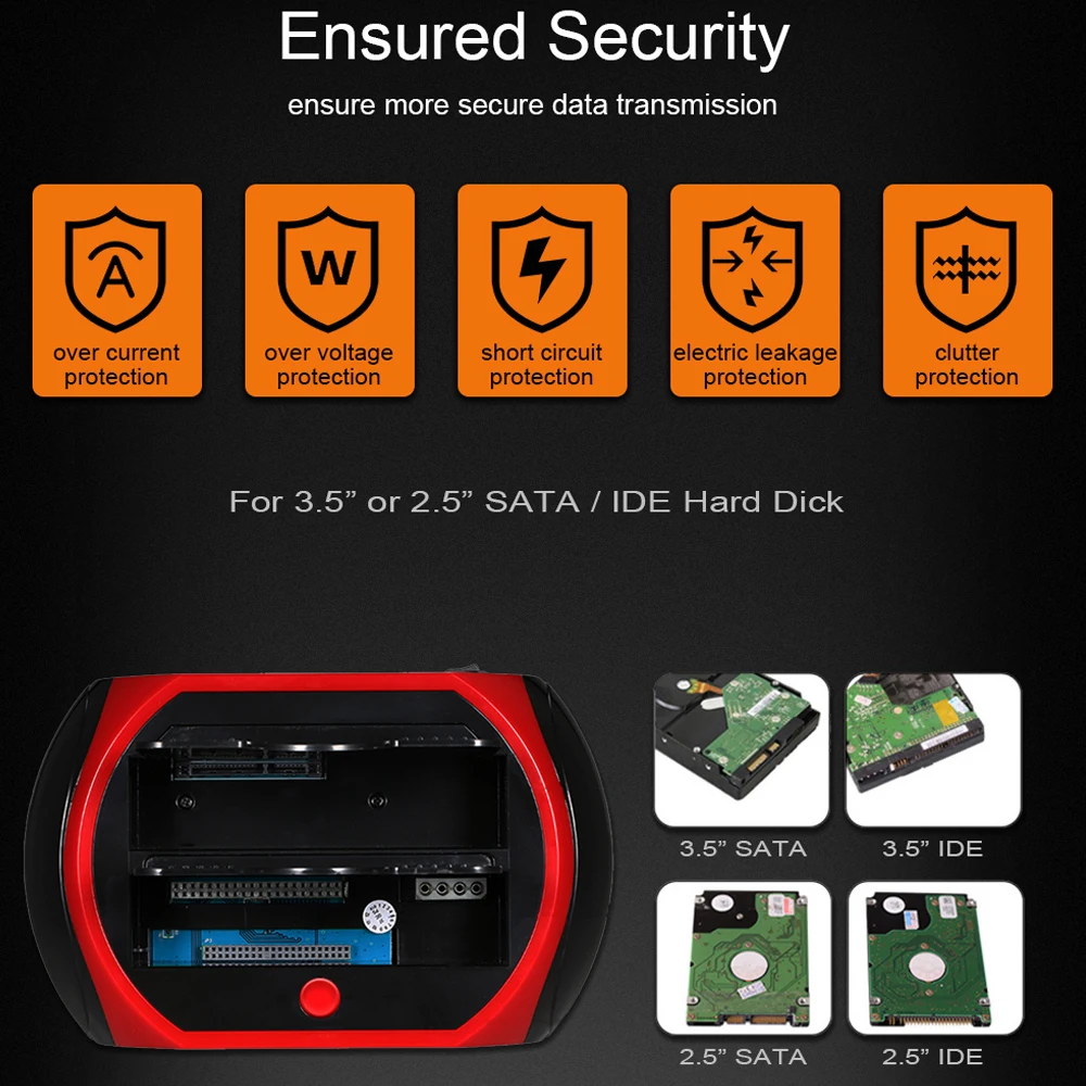 Док станция для жестких дисков DeepFox USB 3 0/Type C до 2 5 дюйма SATA IDE два слота корпус HDD SSD