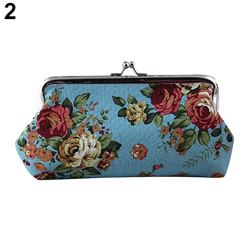 Women's Coin Purse Wallet Key Card Pocket Large Flower Pattern Buckle Retro Women's Student Mini Purse Handbag