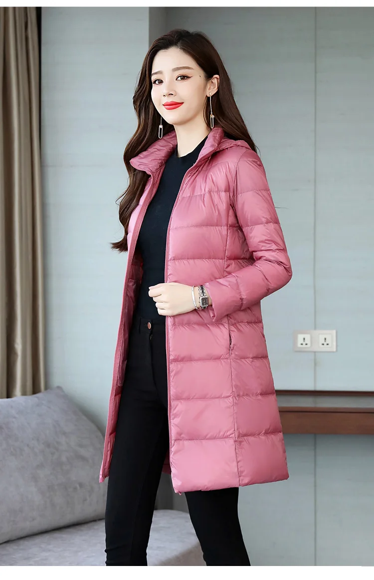 Зимнее женское платье Slim Fit Теплый средней длины, куртки с капюшоном на белом утином пуху, куртка срок производства тиража: 30-40 многолетней-мама куртка на подкладке из хлопка, одежда