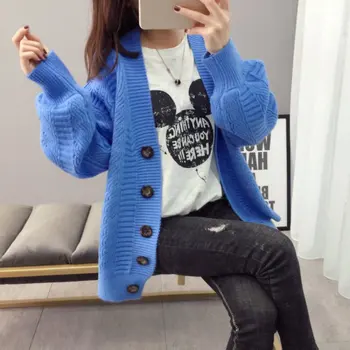 

Female Sweater Jacket Version Of The Loose Simple Fashion Long Section Cardigan Was Thin V-Neck Single-Breasted