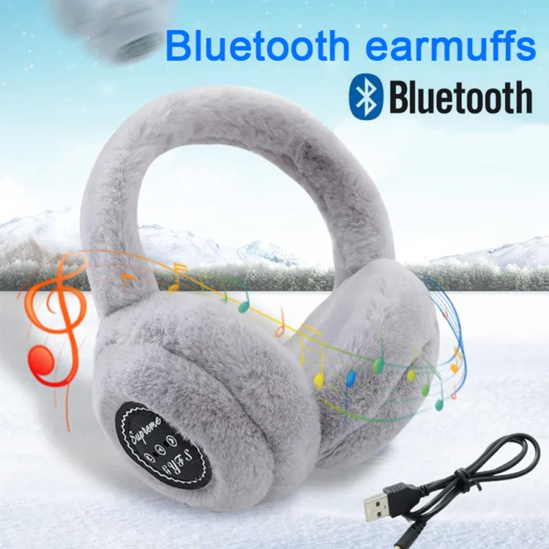 Модные беспроводные вкладыши для наушников для Bluetooth, складные ветрозащитные тепловые пушистые защитные наушники для зимы