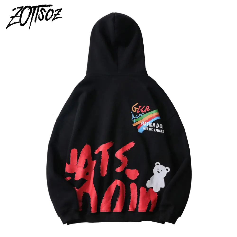 

ZOTTSOZ Sweatshirts Streetwear Casual Harajuku Women Hip Hop Punk Rock Women Graffiti Rainbow Bear Print Pullover Hoodies Tops