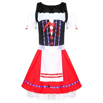 

Women German Beer Girl Costume Bavarian Octoberfest Uniforms Oktoberfest Dirndl Maid Cosplay Fancy Dress