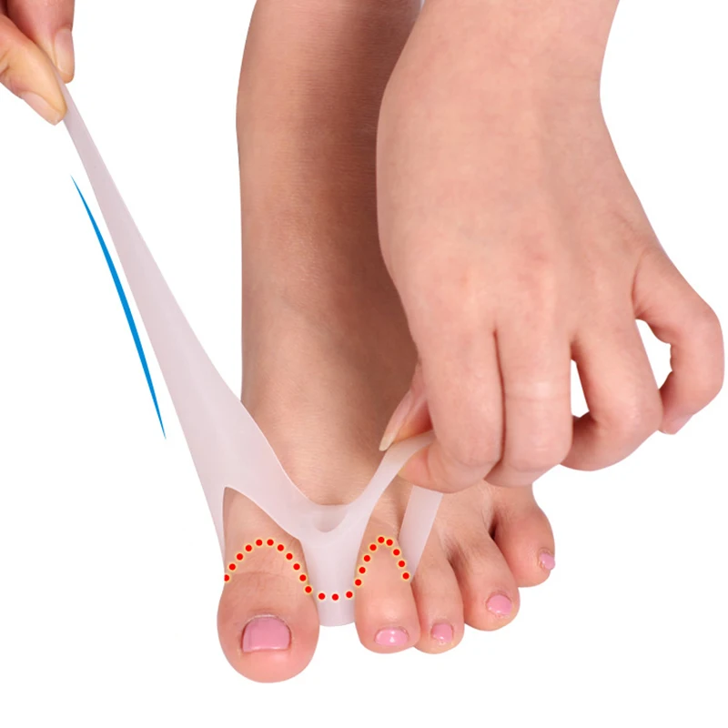 Silicone Toe Foot Cover Care 2pcs Silicone Gel Bunion Toe Corrector Orthotics Straightener Separator Pain Set Toe Braces TSLM2