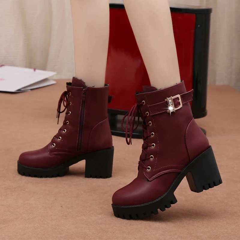 womens boots with red laces
