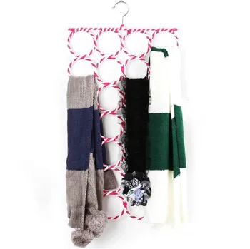 

[Free shipping] Foldable 28-hole Ring Rope Slots Holder Hook Scarf Wraps Shawl Storage Hanger Organizer