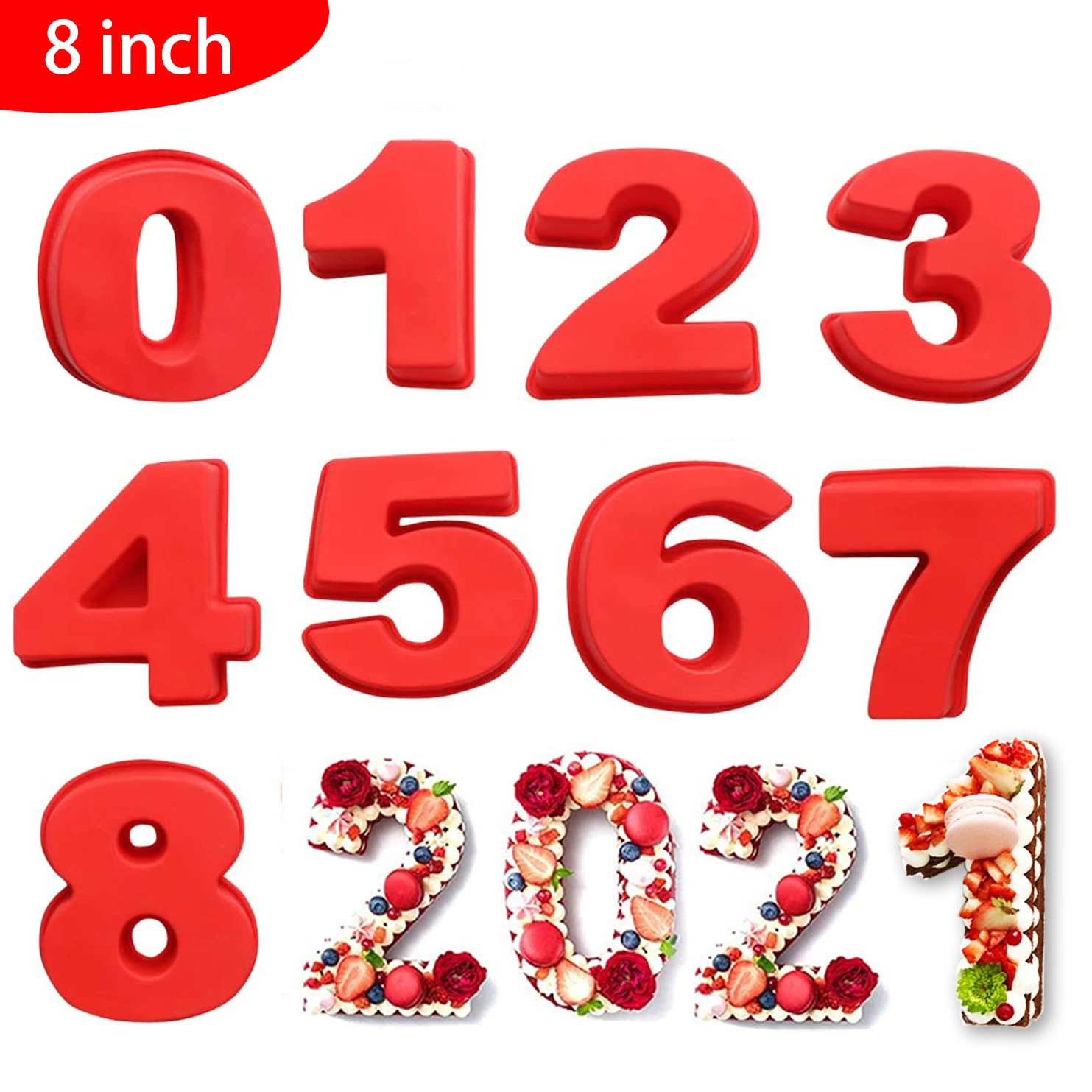 3d数字デザイン金型アラビア数字桁ペストリーモールド装飾0 9用シリコーンフォームベーキングパン誕生日 ケーキ型 Aliexpress