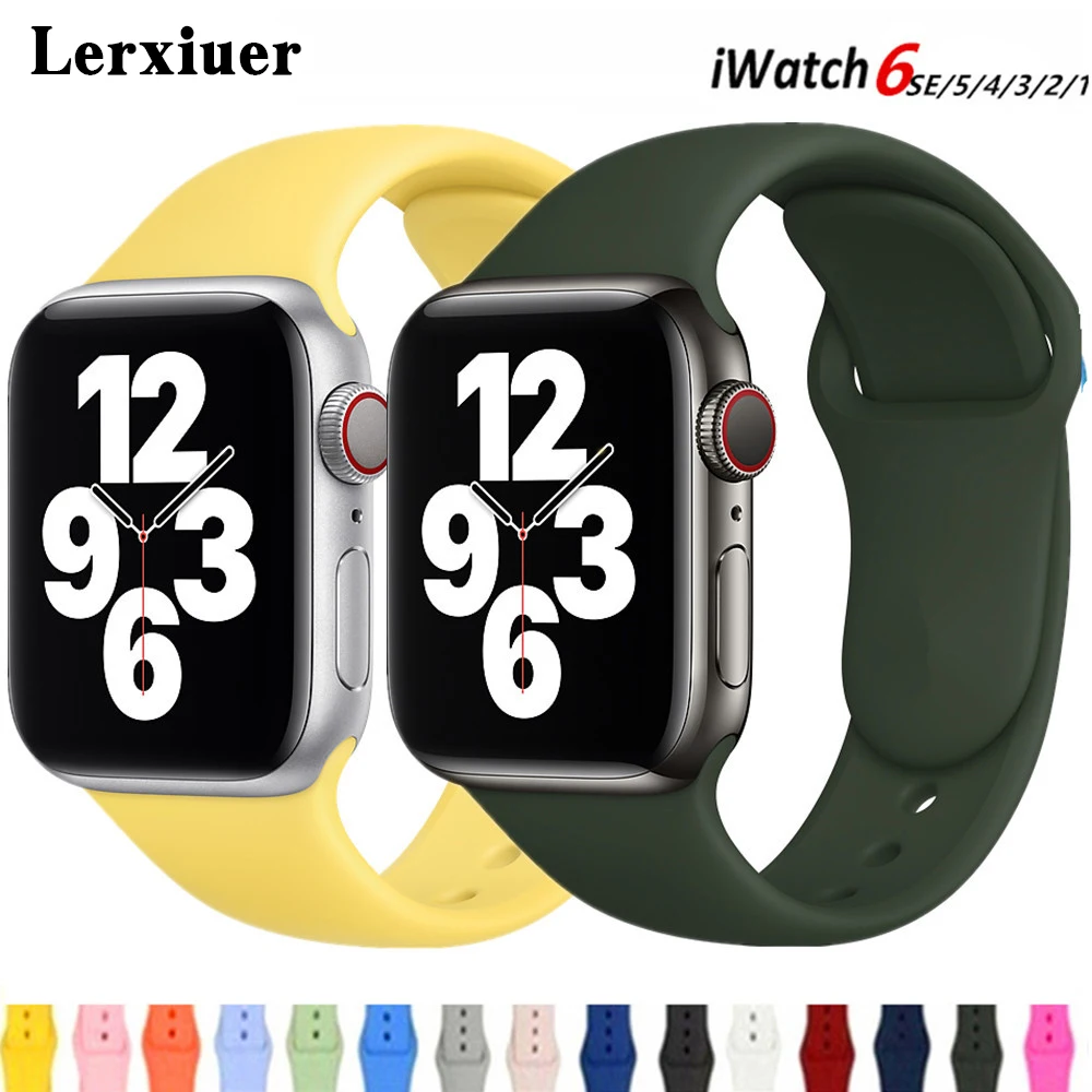 

Silicone Strap For Apple Watch band 44mm 40mm 38mm 42mm Rubber wristband Sport watchband bracelet iWatch series 6 SE 5 4 3 2