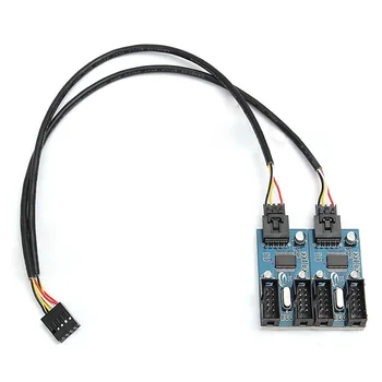 

9 Pin USB Header Male 1 to 4 Female Extender Cable 9P USB2.0 Port Multiplier HUB @M23