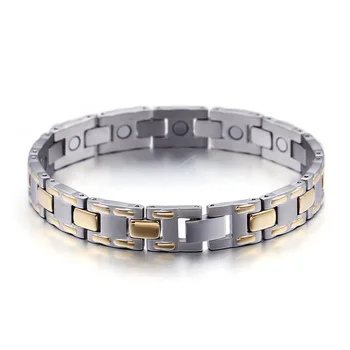 

Classic Glossy Gold Business Men's Health Titanium Steel Bracelet