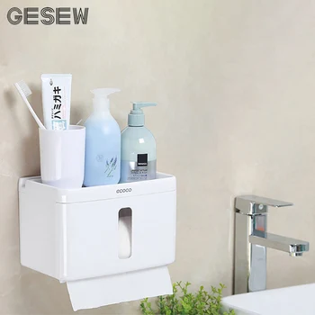 

GESEW Portable Toilet Paper Holders Multi-function Waterproof Tissue Box Paper Holders Storage Rack Bathroom Accessories Set