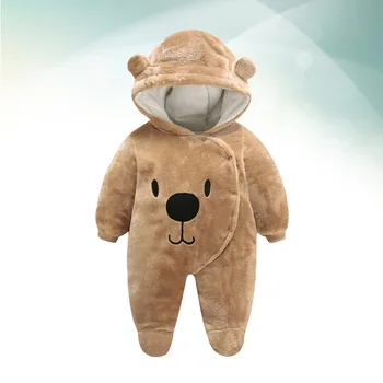 

Unisex Cartoon Bear Baby Autumn Winter Thick Warm Jumpsuit Climbing Clothes Newborn Thickened Quilted Flannel Coat for 3Months S