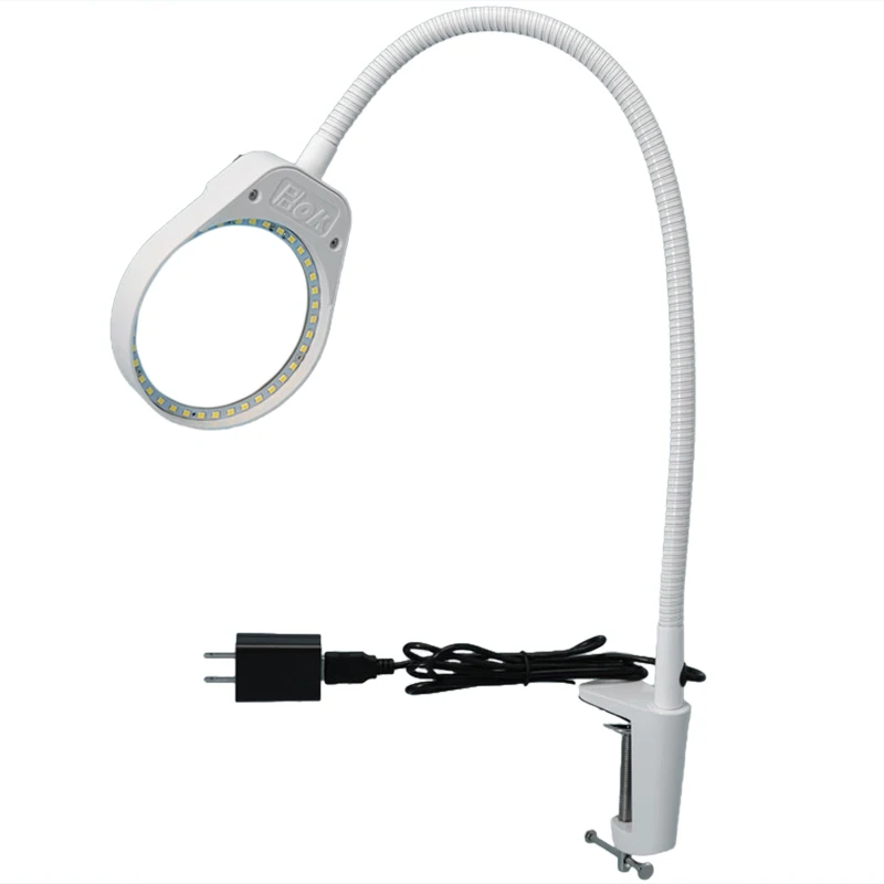 

Hot Dimmable Magnifying Glass Lamp With Clamp, Ultra Bright Lighted Real Glass Magnifier With 23 inch Flexible Gooseneck - Adjus