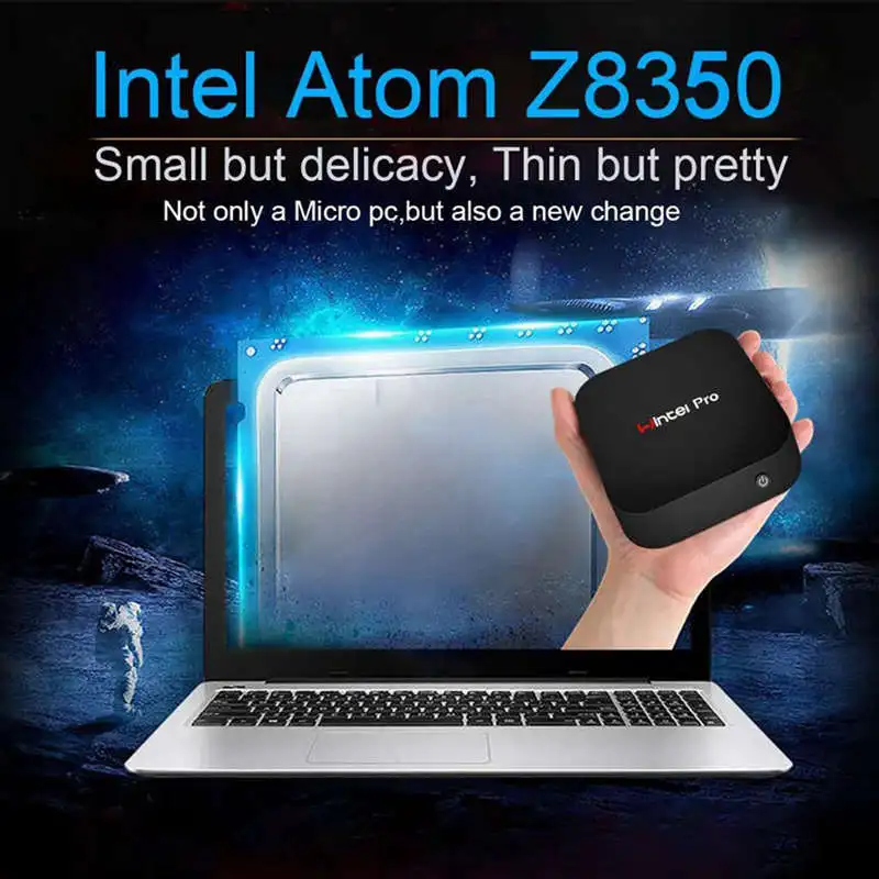 Мини ПК Intel Atom X5-Z8350 1,44 ГГц четырехъядерный с wifi BT4.0 RJ45 100M LAN Windows 10 компьютер W8 ТВ приставка