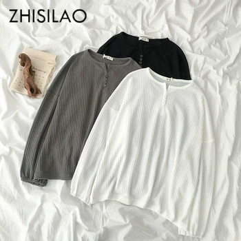 

O-neck Long Sleeve T-shirt Women Solid White Black tshirt Mujer loose plus size Summer Tee Shirt Femme Summer Spring Women Tops