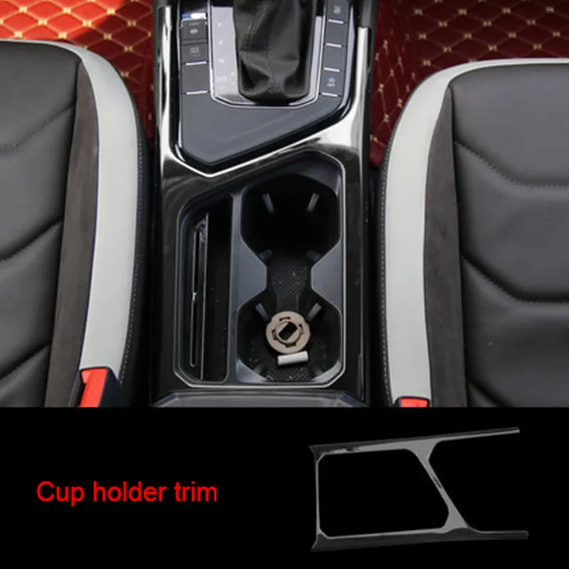 For Volkswagen Tiguan 2017 2019 Black titanium Car interior Cup holder trimChromium Styling