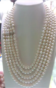 

wholesale 5rows natural AA 7-8mm white freshwater pearl necklace