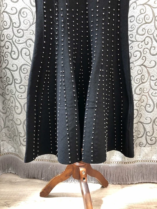 Aw2019 Новое Женское вязаное платье с v-образным вырезом и заклепками с коротким рукавом 1023