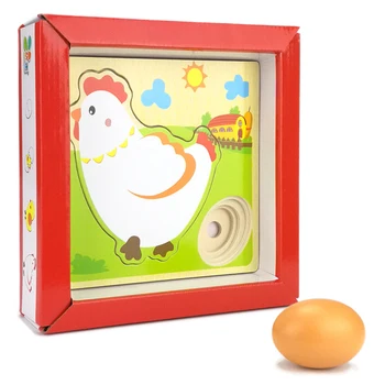 

Early Educational Toys NEW 3D Wooden Puzzle Mulit Layer Chicken Hen Lay Eggs Growing Up Cartoon Kids Puzzles Panel Process