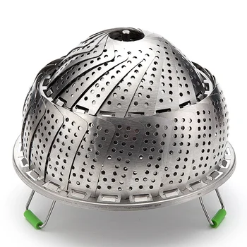 

Dish Steamer Cookware Steaming Food Basket Mesh Steamer Folding Food Fruit Vegetable Vapor Cooker Stainless Steel