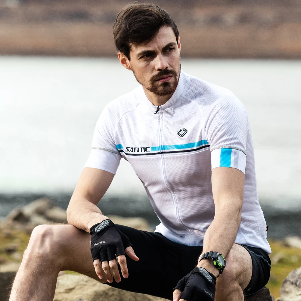 Santic мужские велосипедные Джерси Pro Fit противоскользящие рукава манжеты дорожный