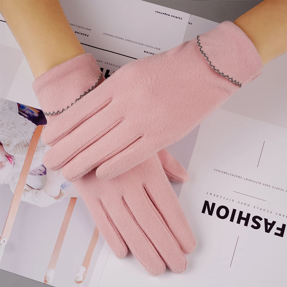 YU XUE QING женские тонкие зимние осенние теплые перчатки с сенсорным сенсором, высококачественные деловые перчатки для улицы, акция - Цвет: pink
