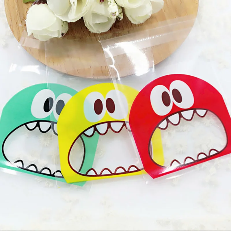 

100PCS Gift Bag Cute Little Monster Bags Packing Candy Present For Sweets Ziplock Wedding Favors Packaging Party Cartoon Pink