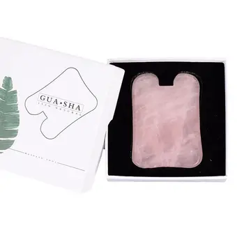 

Rose Quartz Gua Sha in Gift Box Natural Healing Stone Guasha Board Scraping Massage Acupuncture Facial Slimming Health Care Tool