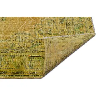 

Handmade Yellow Vintage Overdyed Turkish Area Rug 176x284 Cm-5'9''X9'4''